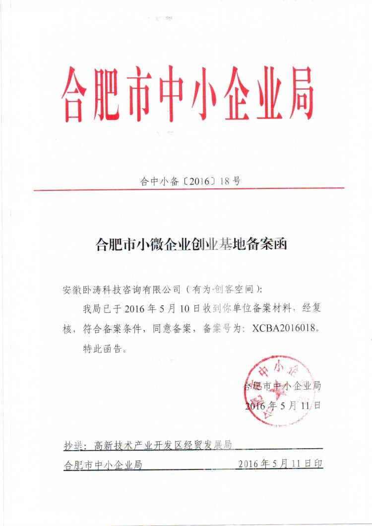 安徽臥濤備案合肥市小微企業創業示范基地順利開展！